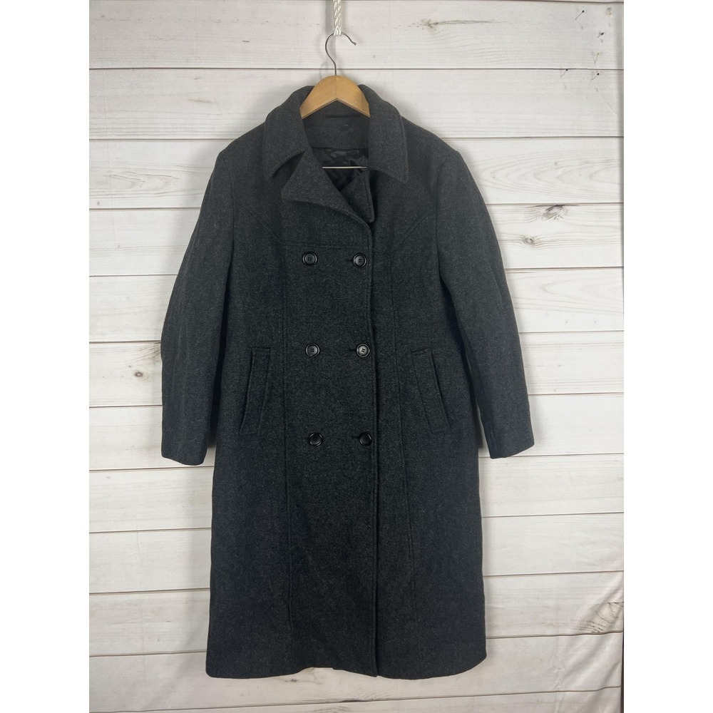 Cintas Coat Womens 14 Gray Wool Long Overcoat Winter Lined Dressy Warm
